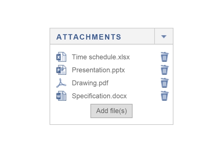 Attachment of files to a configuration