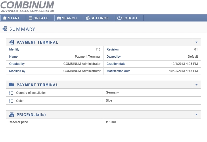 New user interface for the CPQ tool COMBINUM
