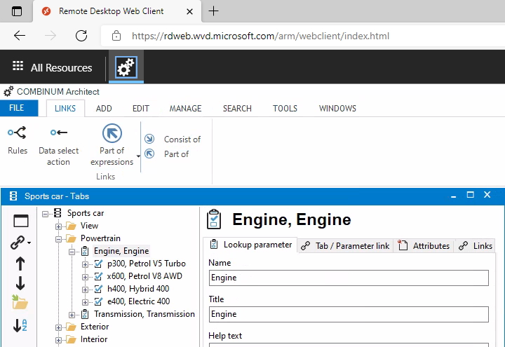 COMBINUM Architect eseguito come RemoteApp su Azure